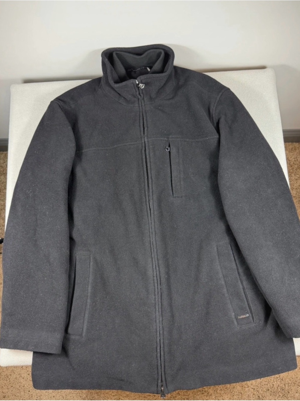 Calvin Klein Black Pea Coat with Zip Front